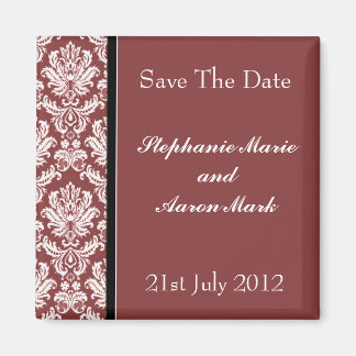 Sparen de Datum - Burgundy Classic Damask Magneet