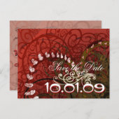 Sparen de Datum Burgundy Hearts - Aankondigingskaart (Voorkant / Achterkant)