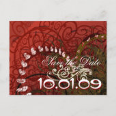 Sparen de Datum Burgundy Hearts - Aankondigingskaart (Voorkant)