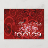 Sparen de Datum Burgundy Hearts - Aankondigingskaart (Voorkant)