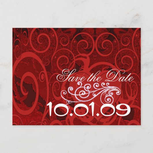 Sparen de Datum Burgundy Hearts - Aankondigingskaart (Voorkant)