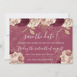 Sparen de Datum Burgundy Roos Roze Marsala Save The Date