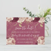Sparen de Datum Burgundy Roos Roze Marsala Save The Date (Staand voorkant)