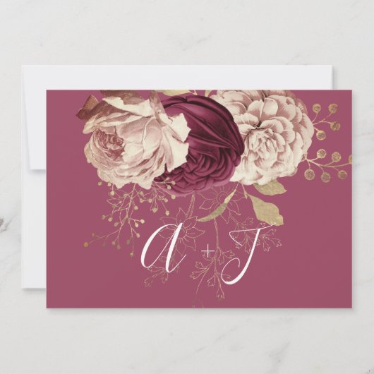 Sparen de Datum Burgundy Roos Roze Marsala Save The Date (Achterkant)