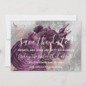 Sparen de Datum Burgundy Wreath Roos Marsala Gray Save The Date (Voorkant)
