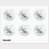 Sparen de Datum Butterflies Blauwgroen Geel Koraal Ronde Sticker (Vel)