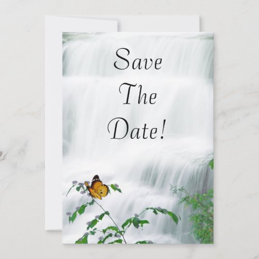 Sparen de Datum Butterfly & Waterfall Wedding Kaart (Voorkant)