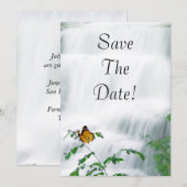 Sparen de Datum Butterfly & Waterfall Wedding Kaart (Voorkant / Achterkant)