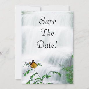 Sparen de Datum Butterfly & Waterfall Wedding Kaart