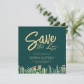 Sparen de Datum Cactus Elegant Emerald Green Weddi Save The Date (Staand voorkant)