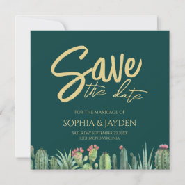 Sparen de Datum Cactus Elegant Emerald Green Weddi Save The Date