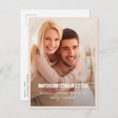 Sparen de Datum Calligrafie de Blinde Weddenschap Aankondigingskaart (Voorkant / Achterkant)