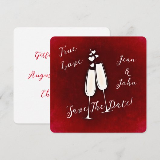Sparen de Datum Champagne Rood Kaart (Voorkant / Achterkant)