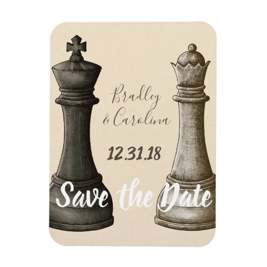 Sparen de Datum Chess King Queen Magneet (Verticaal)