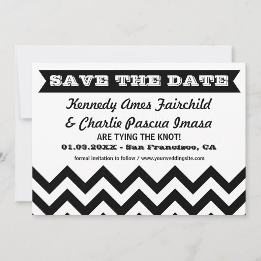 Sparen de Datum Chevron Wedding Kaarten (Voorkant)
