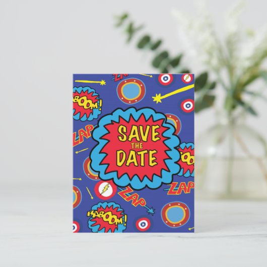 Sparen de Datum Comic Heroes Briefkaart (Staand voorkant)