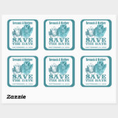 Sparen de Datum Cowboy CowGirl Petten Wedding Stic Vierkante Sticker (Vel)