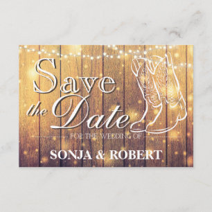 Sparen de Datum - Cowboy laarzen, Hout met Lichten Save The Date
