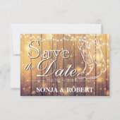 Sparen de Datum - Cowboy laarzen, Hout met Lichten Save The Date (Voorkant)