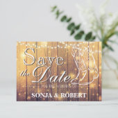 Sparen de Datum - Cowboy laarzen, Hout met Lichten Save The Date (Staand voorkant)