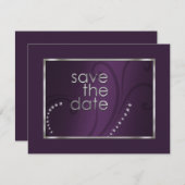 Sparen de Datum Crystals Shimmer Eggplant Monotone Save The Date (Voorkant / Achterkant)