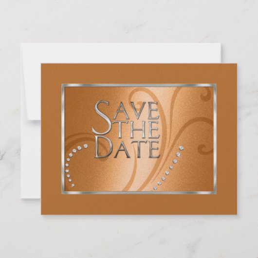Sparen de Datum Crystals Shimmer Oranje Monotone Save The Date (Voorkant)