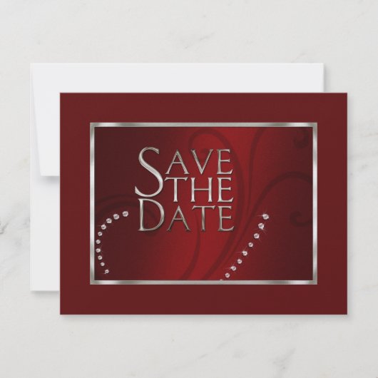 Sparen de Datum Crystals Shimmer Rode Monotone Save The Date (Voorkant)