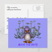 Sparen de Datum Cute Bird Daisy Flowers Briefkaart (Voorkant / Achterkant)