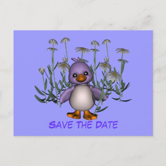 Sparen de Datum Cute Bird Daisy Flowers Briefkaart (Voorkant)
