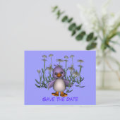 Sparen de Datum Cute Bird Daisy Flowers Briefkaart (Staand voorkant)