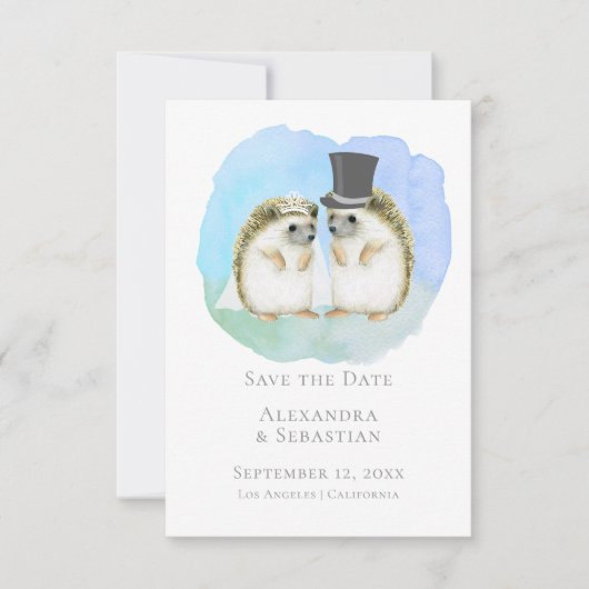 Sparen de Datum Cute Hedgel Couple Wedding Save The Date (Voorkant)