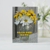 Sparen de Datum Daisies, Zwarte Oogige Susans, Bar Save The Date (Staand voorkant)