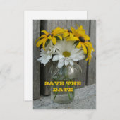 Sparen de Datum Daisies, Zwarte Oogige Susans, Bar Save The Date (Voorkant / Achterkant)