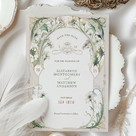 Sparen de Datum  Daisy Art Nieuwe door Mucha Kaart