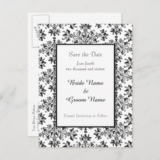 Sparen de Datum Daisy Damask Briefkaart (Voorkant / Achterkant)