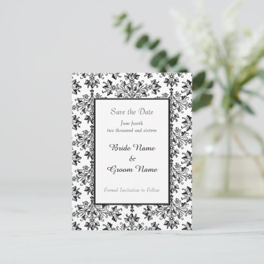 Sparen de Datum Daisy Damask Briefkaart (Staand voorkant)