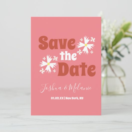 Sparen de Datum Daisy Groovy Floral Pink (Staand voorkant)