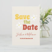 Sparen de Datum Daisy Groovy Floral Uitnodiging (Staand voorkant)