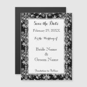 Sparen de Datum Damask Zwart op Witte Magnetische (Voorkant / Achterkant)