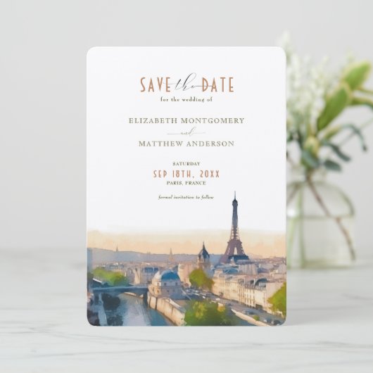 Sparen de Datum de bestemmingsuitnodiging van Pari Kaart (Staand voorkant)