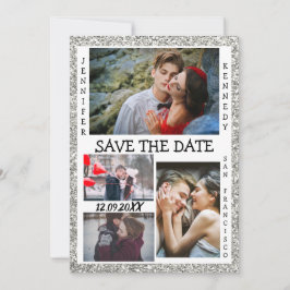 Sparen de Datum de Bindende Zilveren Glitter van d Save The Date