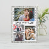 Sparen de Datum de Bindende Zilveren Glitter van d Save The Date (Staand voorkant)