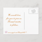 Sparen de datum, de bruiloft briefkaarten, fuchsia aankondigingskaart (Achterkant)