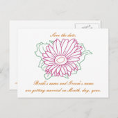 Sparen de datum, de bruiloft briefkaarten, fuchsia aankondigingskaart (Voorkant / Achterkant)