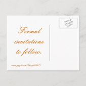 Sparen de datum, de bruiloft briefkaarten, fuchsia aankondigingskaart (Achterkant)