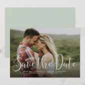 Sparen de datum de eenvoudige groene de fotokaart save the date (Voorkant / Achterkant)