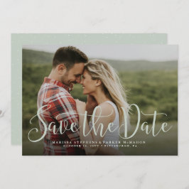Sparen de datum de eenvoudige groene de fotokaart save the date
