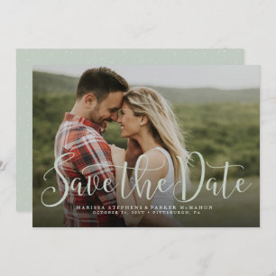 Sparen de datum de eenvoudige groene de fotokaart save the date