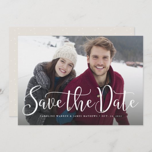 Sparen de datum de eenvoudige horizontale fotokaar save the date (Voorkant / Achterkant)