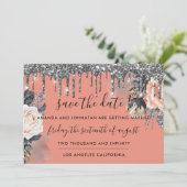 Sparen de Datum de Florals Rozen het Roos Zilver v Save The Date (Staand voorkant)
